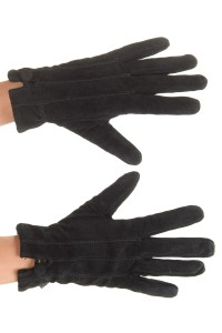 Mănuși de damă negre din piele întoarsă din piele naturală 