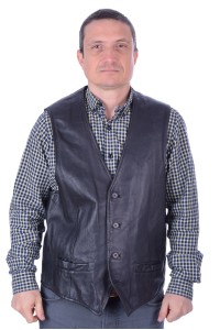 Vestă neagră din piele naturală