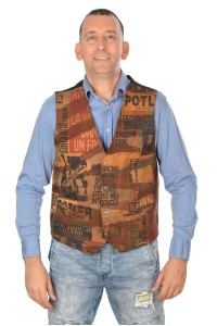 Vestă de bărbați extravagantă din piele naturală