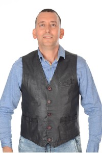 Vestă de bărbați neagră din piele naturală