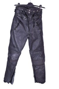 Pantalon de damă negru biker din piele naturală
