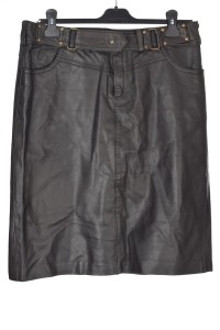 Fustă elegantă neagră din piele naturală