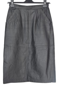 Fustă neagră din piele naturală