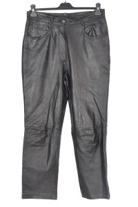Pantalon de damă negru din piele naturală