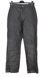 Pantalon de damă negru din piele naturală