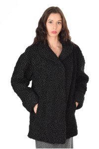 Palton clasic negru de astrahan