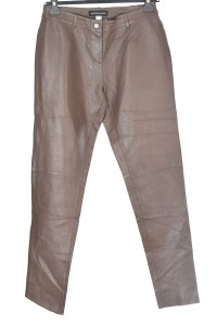 Pantalon de damă maro închis din piele naturală