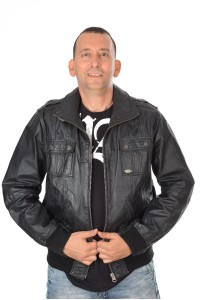 Geacă de bărbați neagră din piele naturală