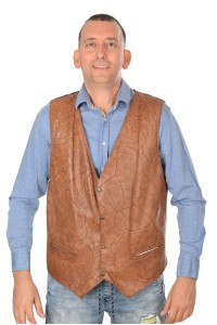 Vestă de bărbați extravagantă din piele naturală