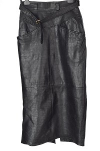 Fustă de damă actuală neagră din piele naturală