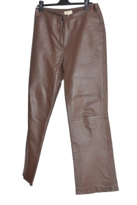 Pantalon de damă maro din piele naturală