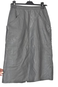 Fustă gri din piele naturală