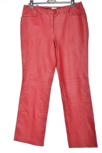Pantalon de damă roșu din piele naturală
