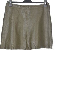 Fustă verde închis din piele naturală