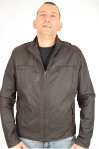 Geacă de damă maro închis din piele naturală