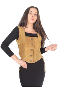 Vestă frumoasă din piele întoarsă din piele naturală