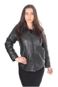 Geacă de damă neagră din piele naturală