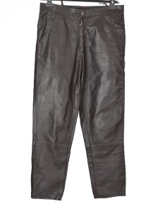 Pantalon de damă maro închis din piele naturală