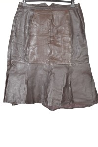 Fustă clasic brună din piele naturală