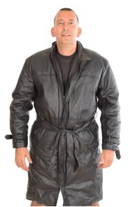 Trenci magnific negru din piele naturală